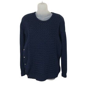 Aritzia Babaton Navy Blue Cable Knit 100% Merino Wool  Sweater Size XS